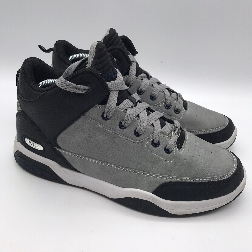 Fubu Tiger Basketball Shoes Men's 8.5M Gray & Black High Top Sidewalk Sneakers